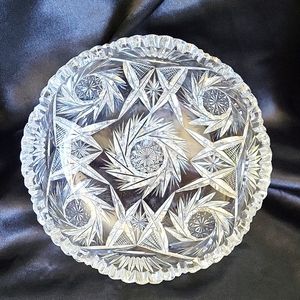 Vintage Cut Glass Bowl - 8" Diameter
